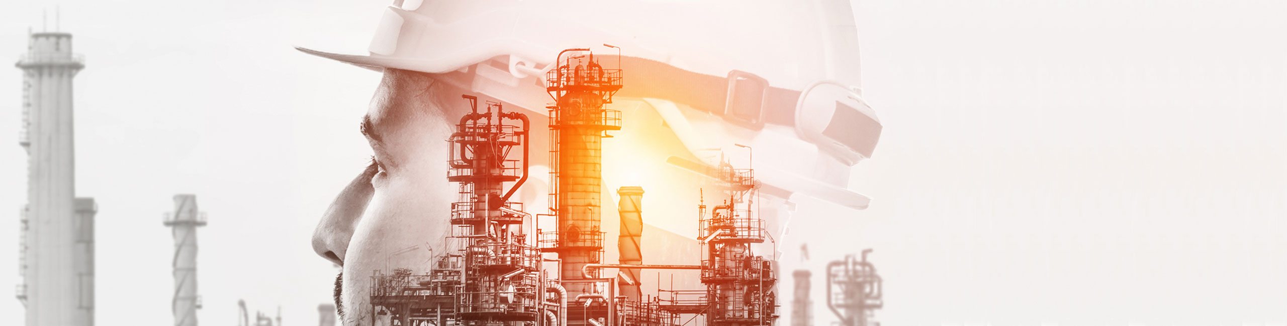 Oil Refinery Worker with Hard Hat