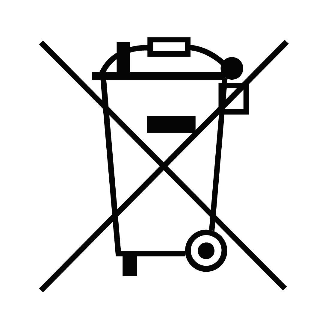 Crossed out wheeled bin symbol