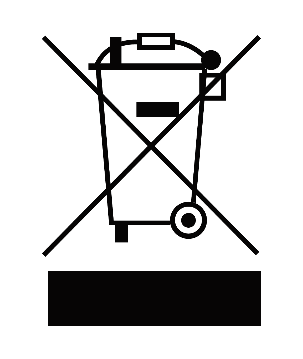 Crossed out wheeled bin symbol